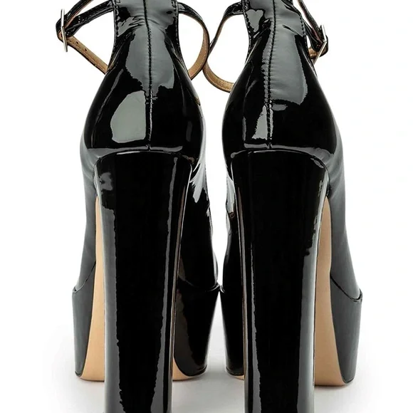 NEW Black Platform Ankle Strap Heels - Picture 3 of 11
